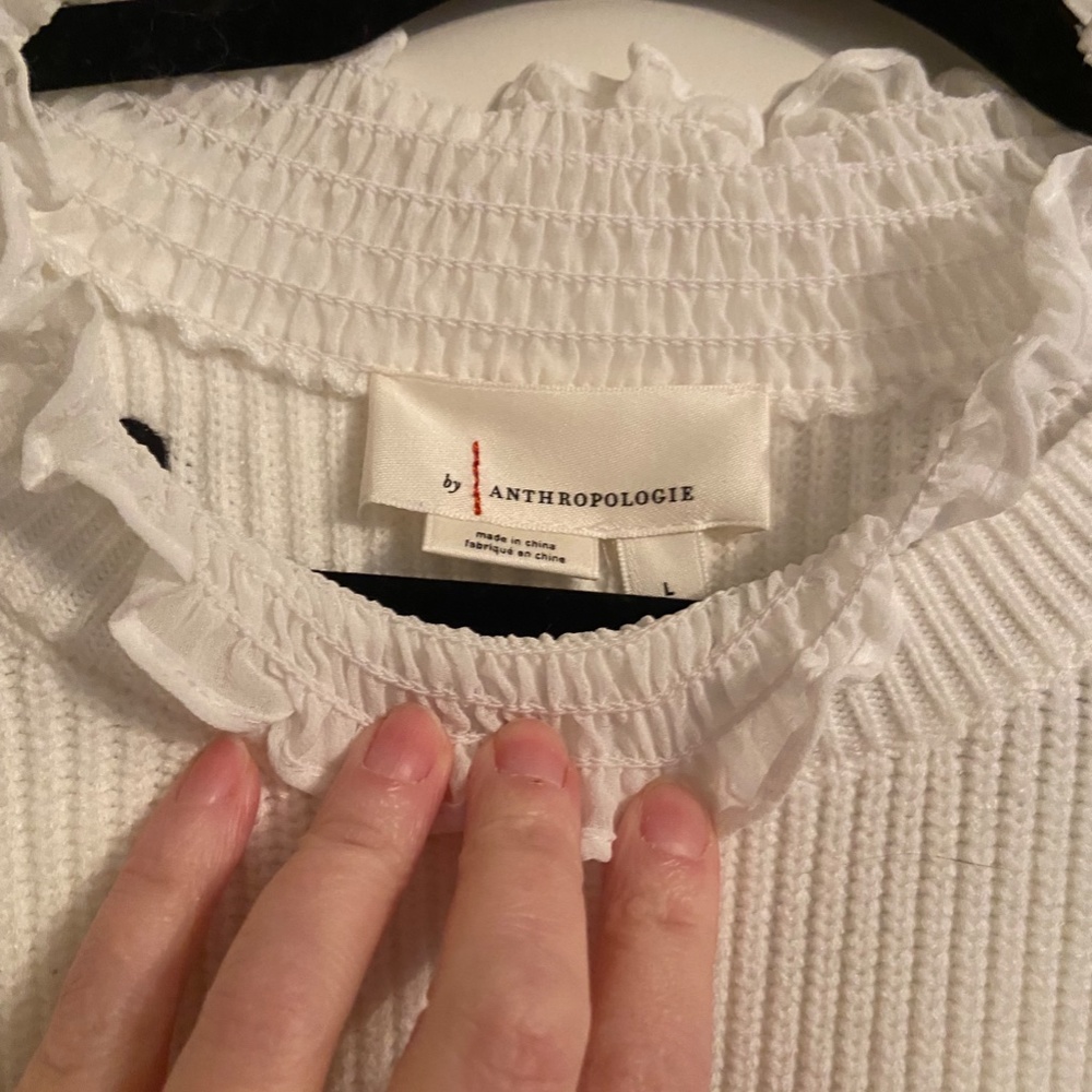 Anthropologie sweater hearts black & white women's L never worn NWT lace collar - Picture 5 of 10